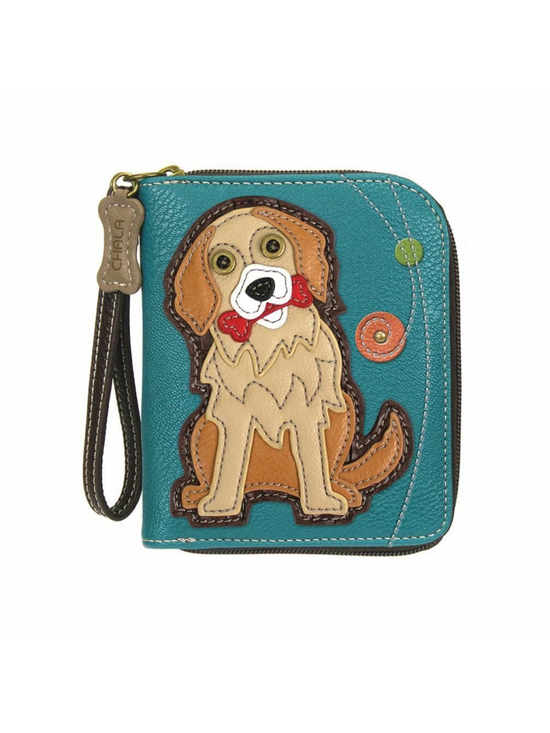 CHALA Handbags - NWT CHALA GOLDEN RETRIEVER DOG ZIPPERED BIFOLD WALLET FAUX LEATHER TURQUOISE